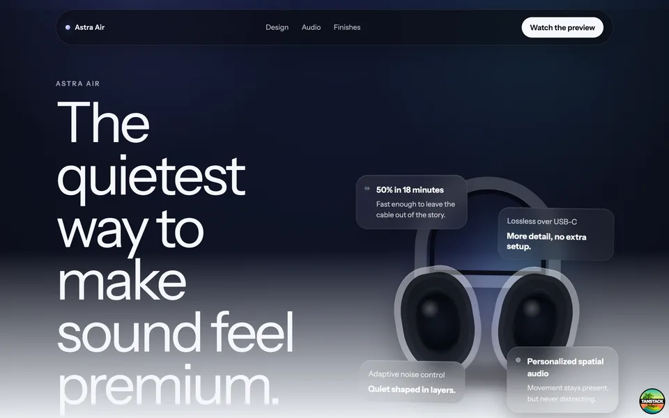 Astra Air hero section on desktop